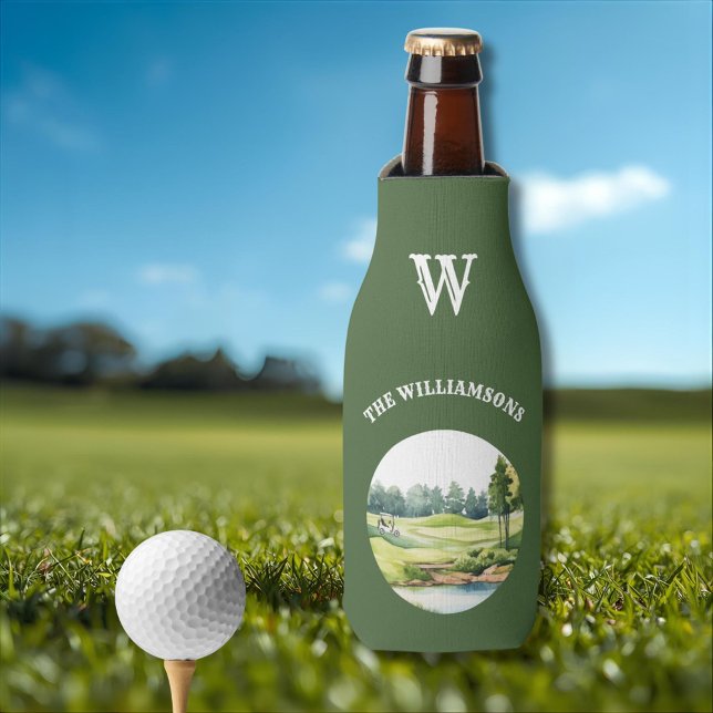 Trendy Watercolor Golf Orientated Course Cart Bottle Cooler (Creator Uploaded)