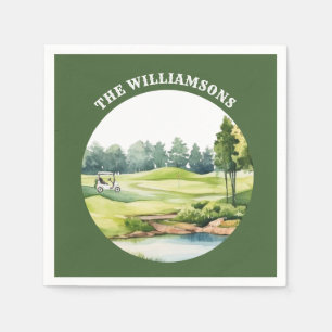 Trendy Watercolor Golf Orientated Course Cart Napkin