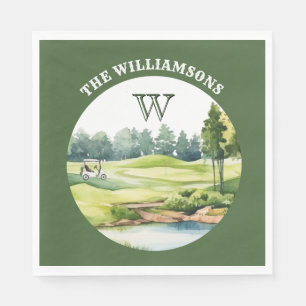 Trendy Watercolor Golf Orientated Course Cart Napkin