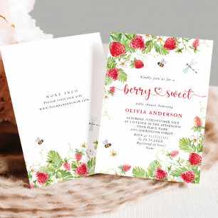 Trendy Watercolor Meadow Strawberry Baby Shower Invitation