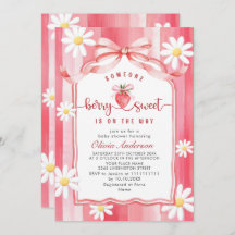 Trendy Watercolor Meadow Strawberry Baby Shower