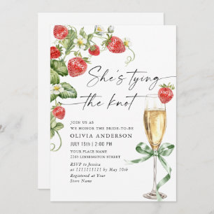 Trendy Watercolor Meadow Strawberry Bridal Shower Invitation