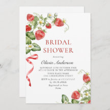 Trendy Watercolor Meadow Strawberry Bridal Shower