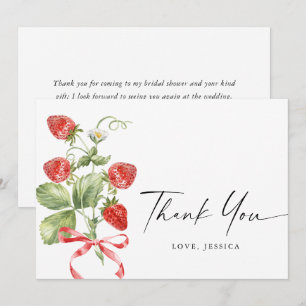 Trendy Watercolor Meadow Strawberry Thank You Card