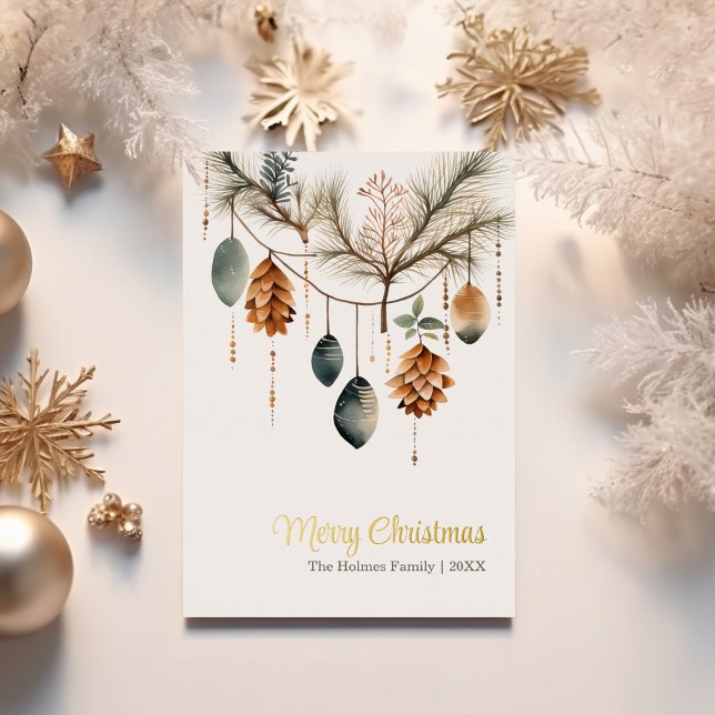 Trendy Watercolor Non Photo Christmas Foil Holiday Card (Trendy Watercolor Non Photo Christmas Foil Holiday Card)