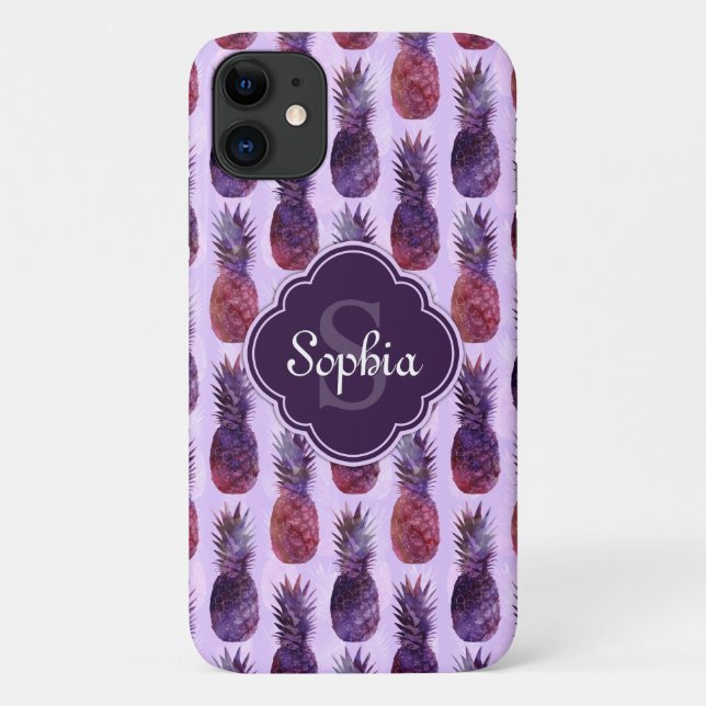 Trendy Watercolor Pineapple Pattern Case-Mate iPhone Case (Back)
