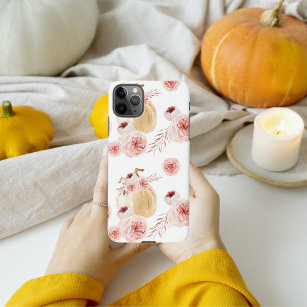 Trendy Watercolor Pumpkin & Flowers   Autumn Fall iPhone 11Pro Max Case