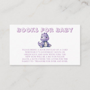 Trendy Watercolor Purple Dinosaur Books for Baby Enclosure Card