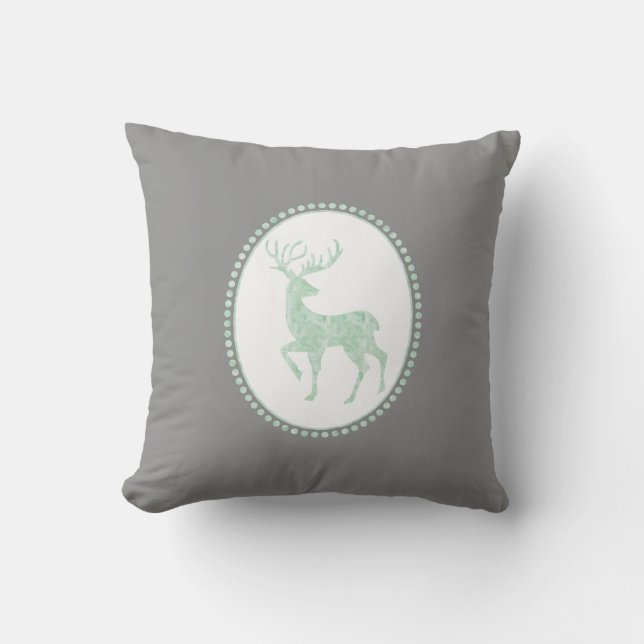 Trendy Watercolor Reindeer Christmas Cushion (Front)