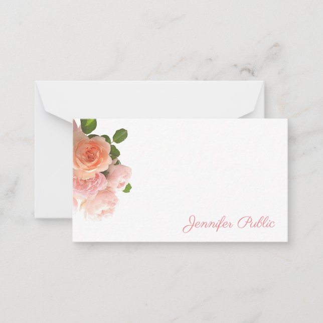 Trendy Watercolor Roses Pastel Colours Handwritten Card (Front)