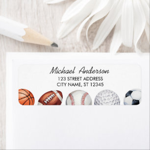 Trendy Watercolor Sports Balls  Return Address     Label
