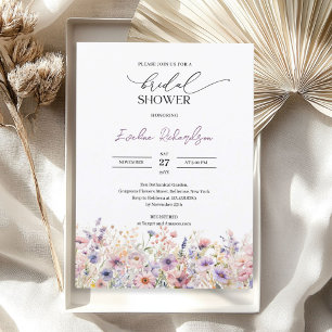 Trendy watercolor spring wildflowers Bridal Shower Invitation