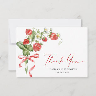 Trendy Watercolor Strawberry Baby Shower Thank You