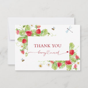 Trendy Watercolor Strawberry Baby Shower Thank You