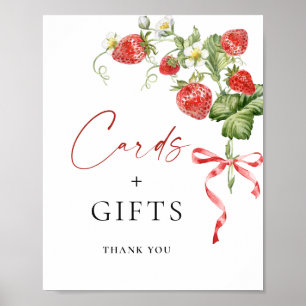 Trendy Watercolor Strawberry Bridal Cards Gifts Poster