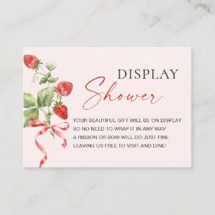 Trendy Watercolor Strawberry Bridal Display Shower Enclosure Card