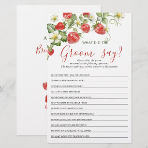 Trendy Watercolor Strawberry Bridal Shower Game