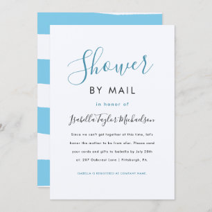 Trendy Watercolor Stripes Shower by Mail Invitation