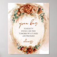 Trendy watercolor terracotta rusty burgundy pampas