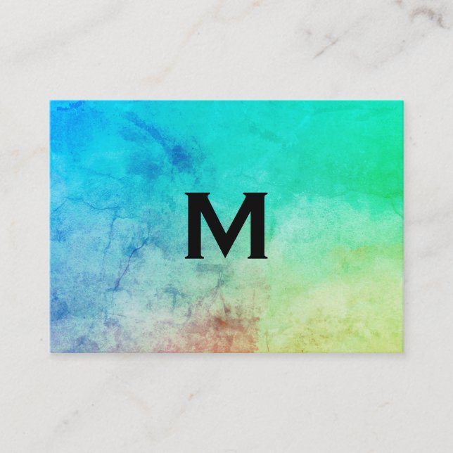 Trendy Watercolor with Monogram Business Card (Front)