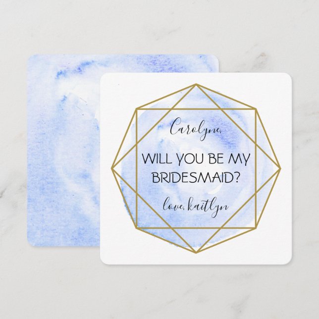 Trendy Waterecolor Diamond | Be My Bridesmaid Invitation (Front/Back)