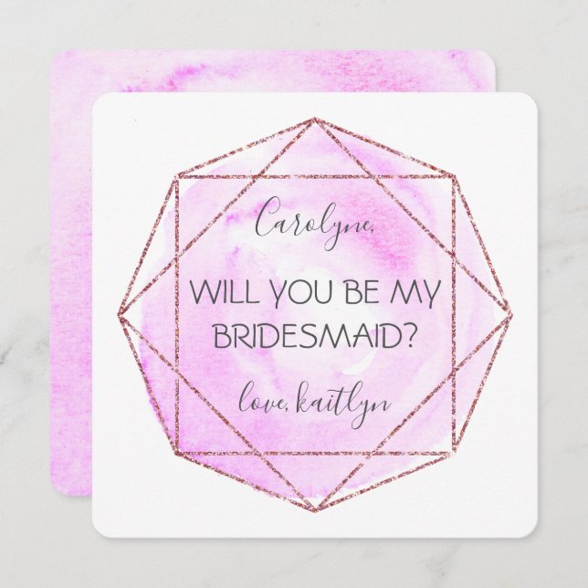 Trendy Waterecolor Diamond | Be My Bridesmaid Invitation (Front/Back)