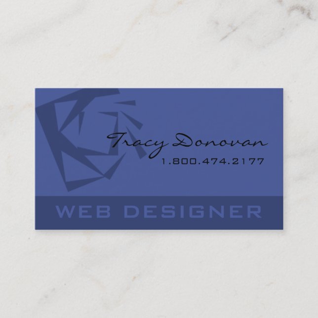 Trendy Web Designer "Quartz" template | periwinkle Business Card (Front)
