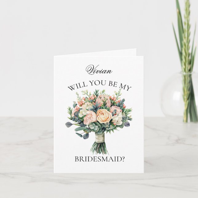 Trendy Wedding Bouquet Bridesmaid Proposal Invitation (Front)