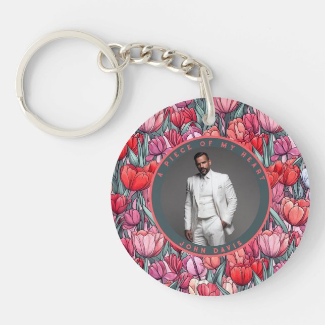 Trendy Wedding Gift Ideas Tulip Key Ring (Front)