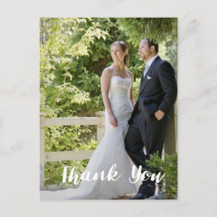 Trendy Wedding Photo Thank You Vertical Postcard
