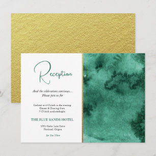 Trendy Wedding Reception Emerald Green & Gold Enclosure Card