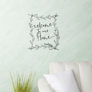Trendy Welcome to our Home Laurel Leaf Frame Wall Decal