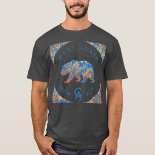 Trendy West Coast California Bear Floral Pattern T-Shirt