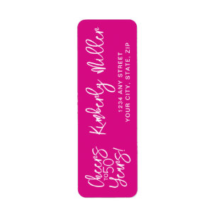 Trendy Whimsical Pink Cheers to 50 Years Birthday Return Address Label