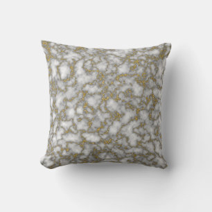 Trendy  White and gold glitter marble abstract  Cushion