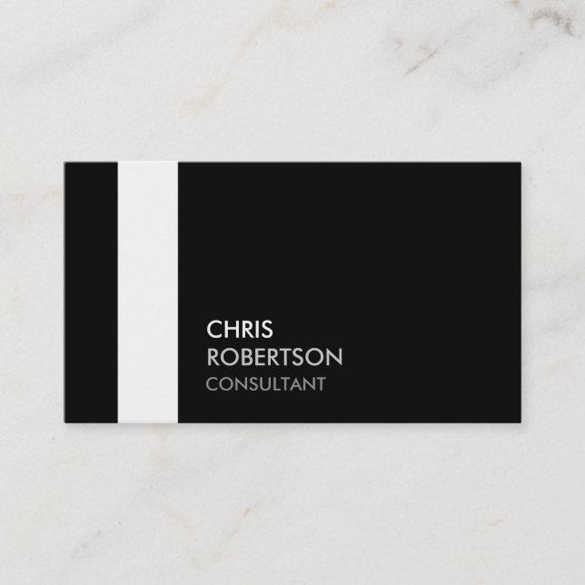 Trendy White Black Attractive Business Card (Front)