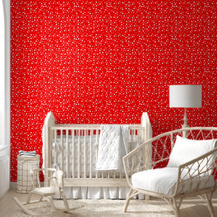 Trendy White Dots on Bright Red Wallpaper
