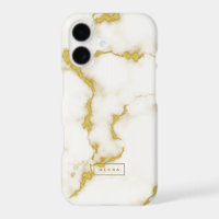 Trendy white faux marble gold accents