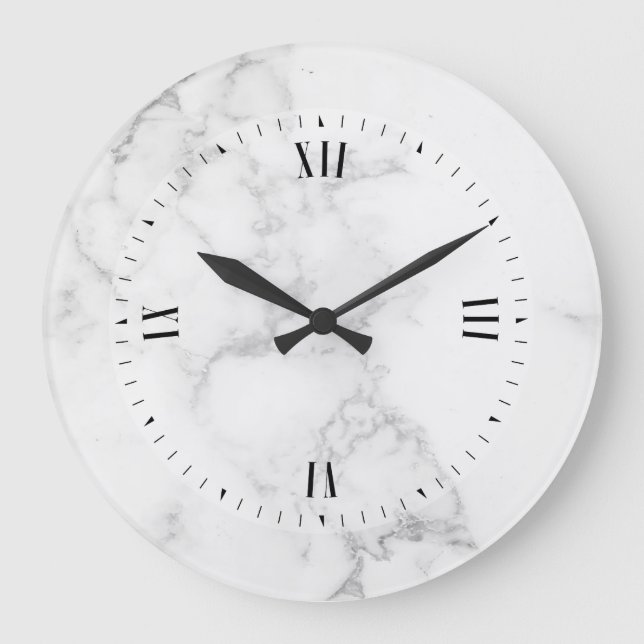 Trendy white faux marble large clock (Front)