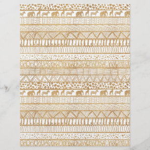 Trendy White Gold Tribal African Pattern Custom Letterhead
