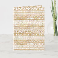 Trendy White Gold Tribal African Pattern