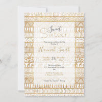 Trendy White Gold Tribal African Pattern