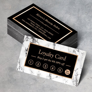 Trendy White Marble Salon Loyalty Punch Card