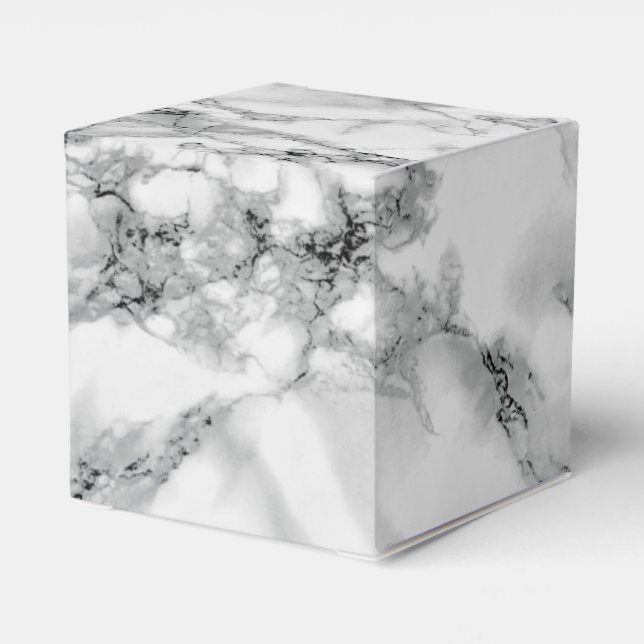 Trendy White Marble Stone - Favour Box (Back Side)