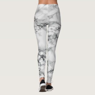 Trendy White Marble Stone Leggings