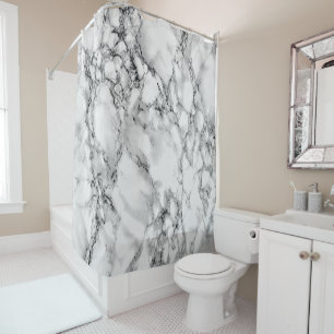 Trendy White Marble Stone - Luxury Shower Curtain