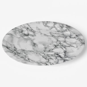 Trendy White Marble Stone Paper Plate