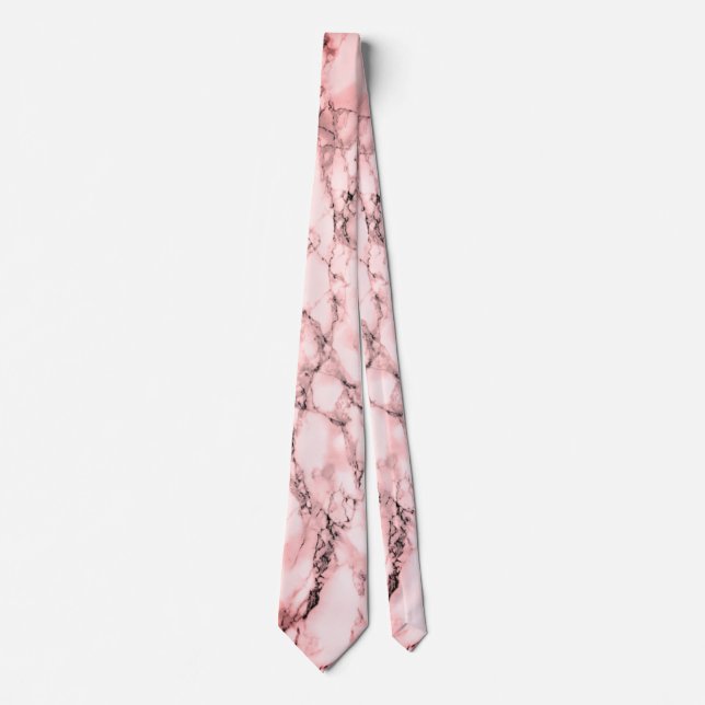 Trendy White Marble Stone - Rose Tie (Front)