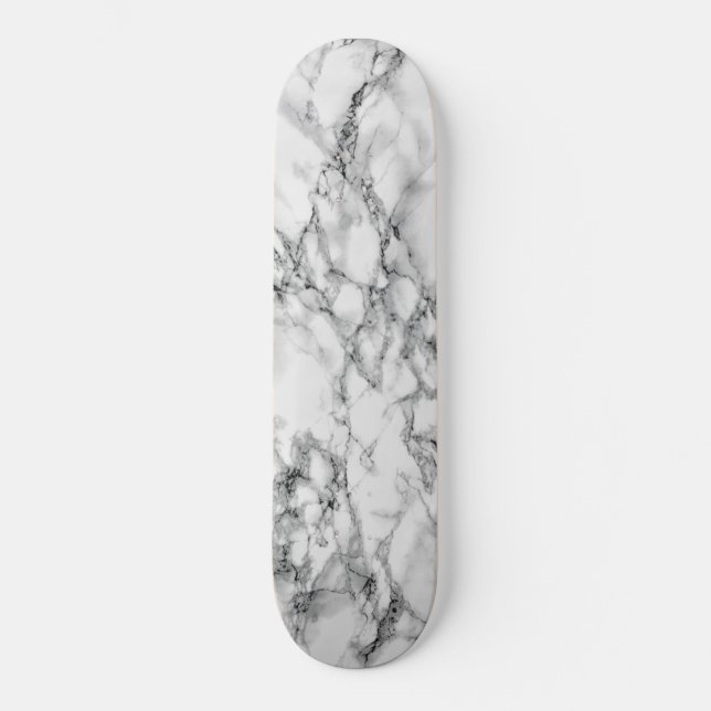Trendy White Marble Stone Skateboard (Front)