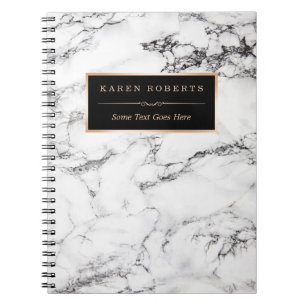 Trendy White Marble Stone Texture Modern Look Notebook